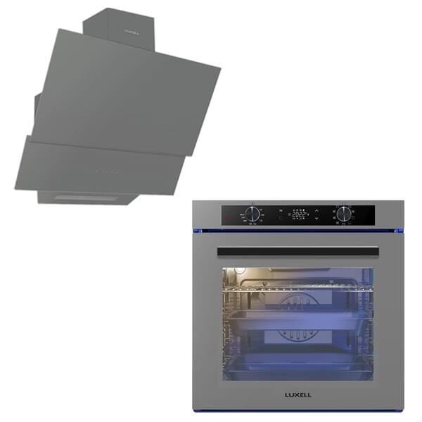 Luxell Platinum Gri 2'li Ankastre Set(88 Litre A-68 Sgf3 Platinum Metalik Gri Ankastre 9+1 Programlı Dijital Fırın / DA-835 Gri Davlumbaz)