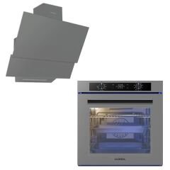 Luxell Platinum Gri 2'li Ankastre Set(88 Litre A-68 Sgf3 Platinum Metalik Gri Ankastre 9+1 Programlı Dijital Fırın / DA-835 Gri Davlumbaz)