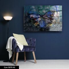 Kelebek Temperli Cama Uv Baskı Tablo