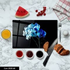 Çiçek Baskılı Cam Kesme Tahtası