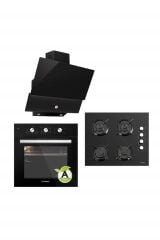 Luxell Siyah Kristal Ankastre Set