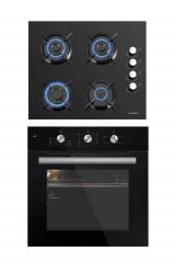 Luxell 2'li Ankastre Set (B66-SF2 Kristal Siyah Fırın+ Lx-40 TAHDF Siyah Ocak)