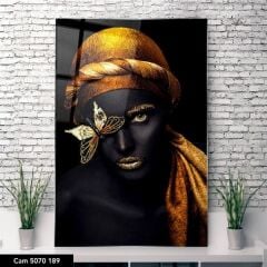 Kelebek Kadın Cam Tablo