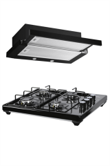 Luxell Siyah Aspiratörlü Set Üstü Ocaklı Takım (Ds6-905  Aspiratör + Lx-420f  Ocak)