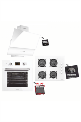Luxell Dokunmatik Dijital 15 Prg.  Opal Beyaz Cam Ankastre Set