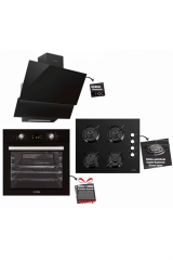 Luxell Dokunmatik Dijital 15 Prg.  Opal Siyah Cam Ankastre Set
