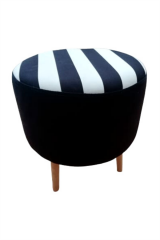 DTM HOME Ahşap Ayaklı Çizgili Puf