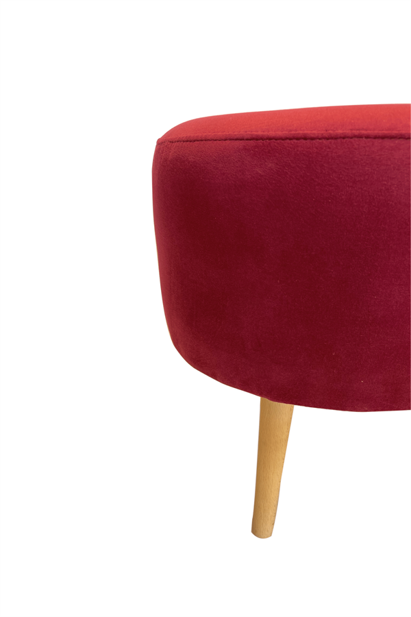 DTM HOME Ahşap Ayaklı Dekoratif Bordo Puf