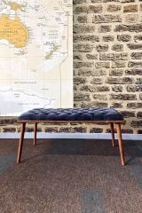 DTM HOME Antrasit Mavi Kapitone Bench Puf
