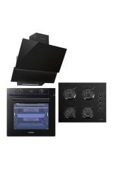 Luxell 88 Lt Platinum Siyah Ankastre Set