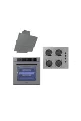 Luxell 88 Lt Platinum Metalik Gri Ankastre Set