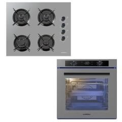 Luxell  2'li Platinum Gri Ankastre Set (88 Litre A-68 Sgf3 Platinum Metalik Gri Ankastre 9+1 Programlı Dijital Fırın /  Luxell OC-88  Gri Ocak)