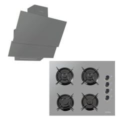 Luxell 2'li Süper Kristal Gri Ankastre Set (OC-88 Süper Kristal Gri Ocak  / DA6-835 Gri Cam Davlumbaz)