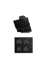 Luxell Süper Kristal Siyah Ankastre 2'li Set (Oc88 Cam Ocak/ Da88 Davlumbaz Rotary Düğme)