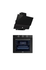 Luxell 88 Litre Süper Kristal Siyah Ankastre 2'li Set(A68-sf3 Fırın /Da88 Davlumbaz Rotary Düğmeli)