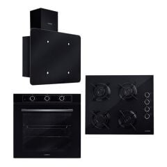 Luxell Optimum Siyah 7 Programlı  77 Litre Ankastre Set